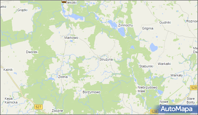 mapa Strużyna gmina Morąg, Strużyna gmina Morąg na mapie Targeo
