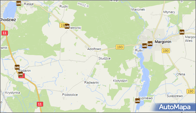 mapa Studźce, Studźce na mapie Targeo