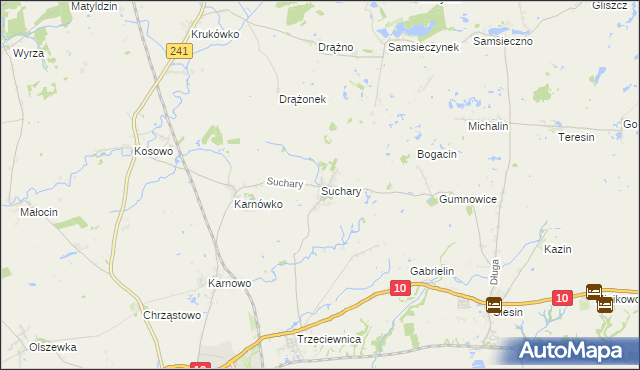 mapa Suchary gmina Nakło nad Notecią, Suchary gmina Nakło nad Notecią na mapie Targeo