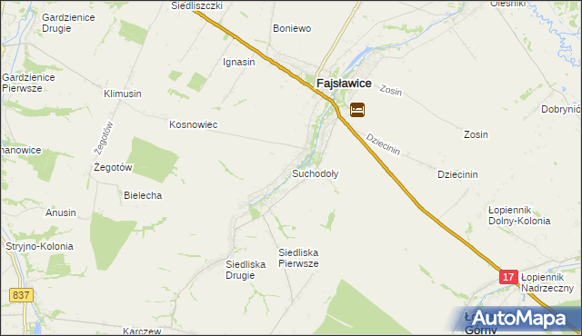 mapa Suchodoły gmina Fajsławice, Suchodoły gmina Fajsławice na mapie Targeo