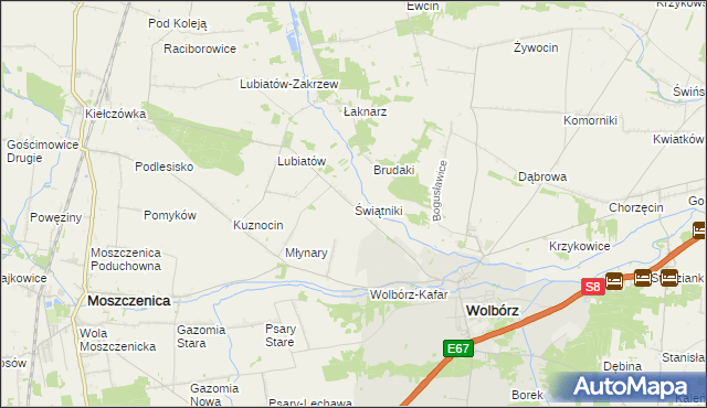 mapa Świątniki gmina Wolbórz, Świątniki gmina Wolbórz na mapie Targeo