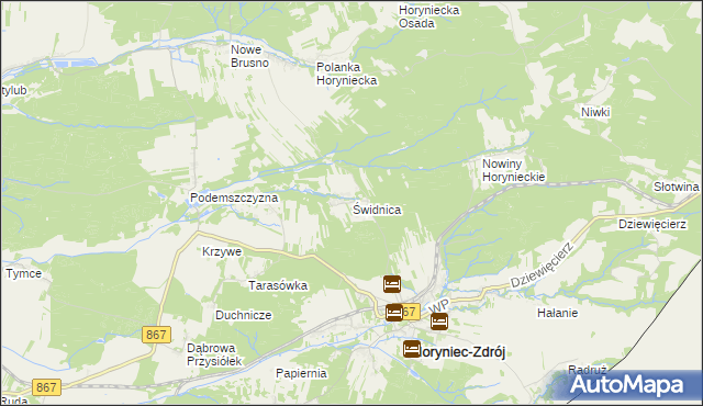 mapa Świdnica gmina Horyniec-Zdrój, Świdnica gmina Horyniec-Zdrój na mapie Targeo