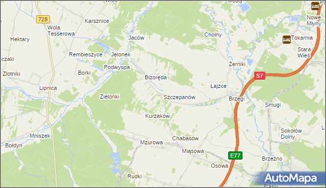 mapa Szczepanów gmina Sobków, Szczepanów gmina Sobków na mapie Targeo