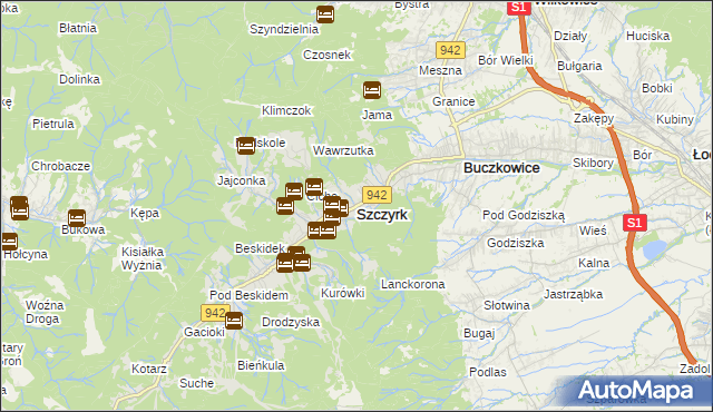 mapa Szczyrk, Szczyrk na mapie Targeo