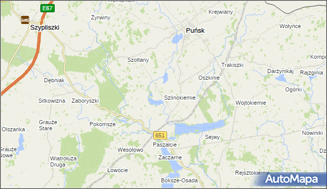 mapa Szlinokiemie, Szlinokiemie na mapie Targeo