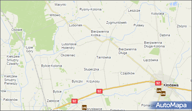 mapa Tarnówka gmina Kłodawa, Tarnówka gmina Kłodawa na mapie Targeo