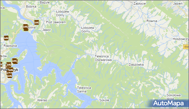 mapa Teleśnica Oszwarowa, Teleśnica Oszwarowa na mapie Targeo