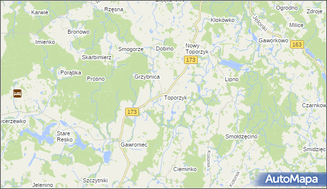 mapa Toporzyk gmina Połczyn-Zdrój, Toporzyk gmina Połczyn-Zdrój na mapie Targeo