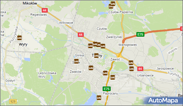 mapa Tychów, Tychy na mapie Targeo