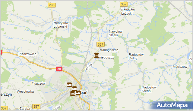 mapa Uniegoszcz, Uniegoszcz na mapie Targeo