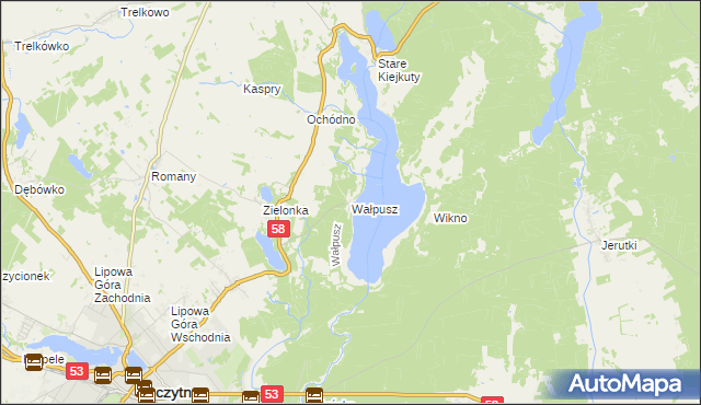 mapa Wałpusz, Wałpusz na mapie Targeo