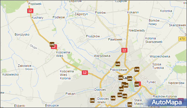 mapa Warszówka gmina Blizanów, Warszówka gmina Blizanów na mapie Targeo