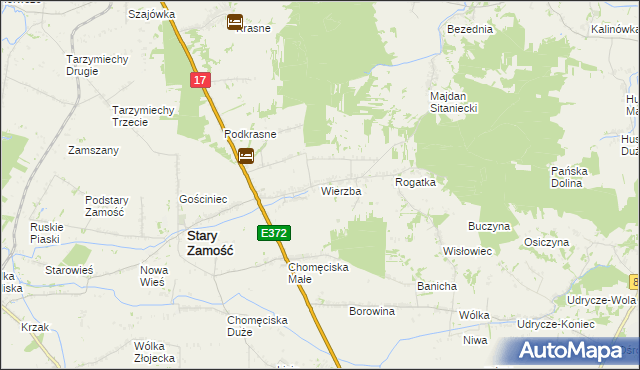 mapa Wierzba gmina Stary Zamość, Wierzba gmina Stary Zamość na mapie Targeo