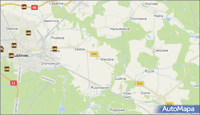 mapa Wierzbie gmina Koszęcin, Wierzbie gmina Koszęcin na mapie Targeo