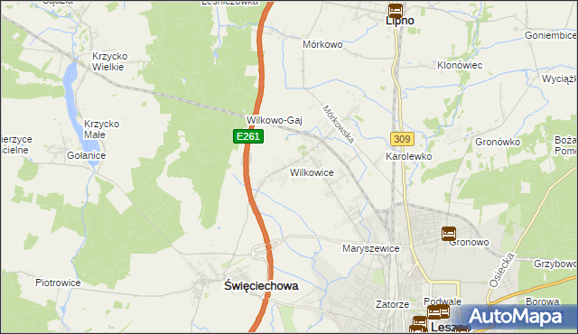 mapa Wilkowice gmina Lipno, Wilkowice gmina Lipno na mapie Targeo