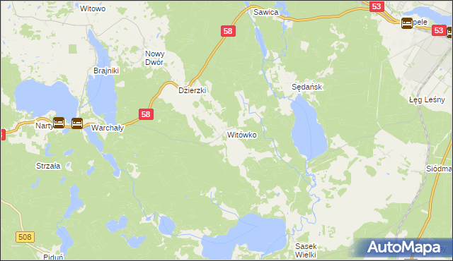 mapa Witówko, Witówko na mapie Targeo