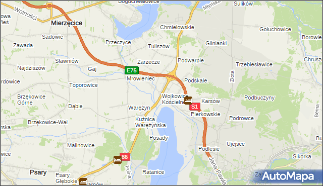 mapa Wojkowice Kościelne, Wojkowice Kościelne na mapie Targeo
