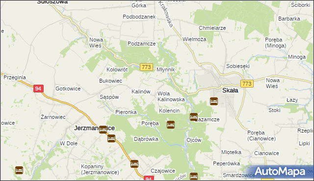 mapa Wola Kalinowska, Wola Kalinowska na mapie Targeo