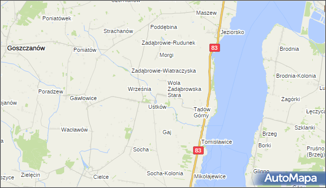 mapa Wola Zadąbrowska, Wola Zadąbrowska na mapie Targeo