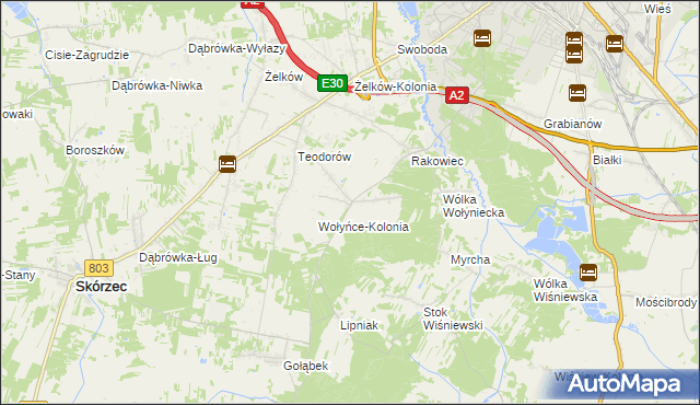 mapa Wołyńce gmina Siedlce, Wołyńce gmina Siedlce na mapie Targeo
