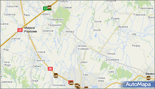 mapa Wróblik Królewski, Wróblik Królewski na mapie Targeo