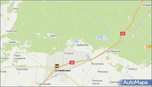 mapa Zajezierze gmina Gniewkowo, Zajezierze gmina Gniewkowo na mapie Targeo