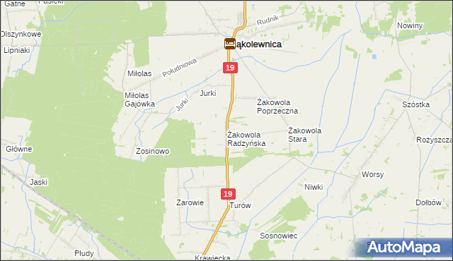 mapa Żakowola Radzyńska, Żakowola Radzyńska na mapie Targeo