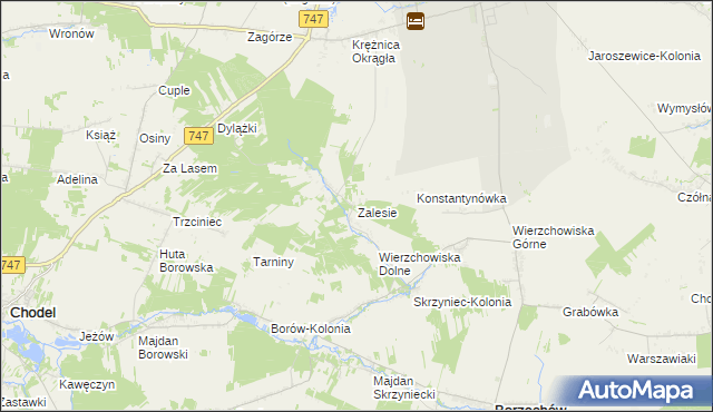 mapa Zalesie gmina Bełżyce, Zalesie gmina Bełżyce na mapie Targeo