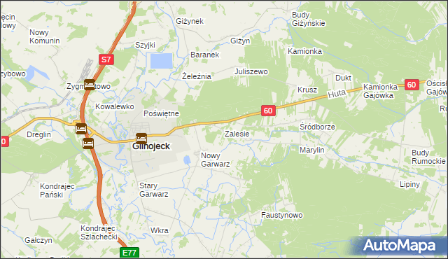 mapa Zalesie gmina Glinojeck, Zalesie gmina Glinojeck na mapie Targeo