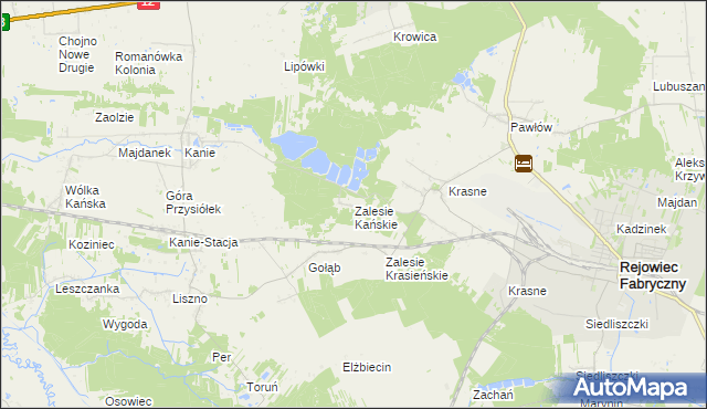 mapa Zalesie Kańskie, Zalesie Kańskie na mapie Targeo