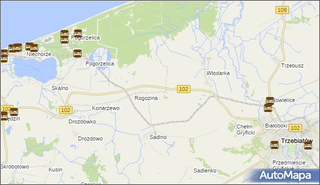 mapa Zapolice gmina Trzebiatów, Zapolice gmina Trzebiatów na mapie Targeo