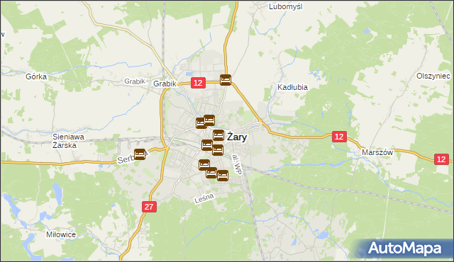 mapa Żary, Żary na mapie Targeo
