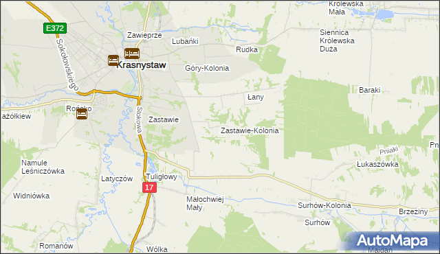 mapa Zastawie-Kolonia, Zastawie-Kolonia na mapie Targeo
