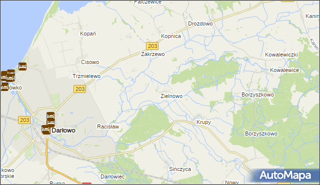 mapa Zielnowo gmina Darłowo, Zielnowo gmina Darłowo na mapie Targeo