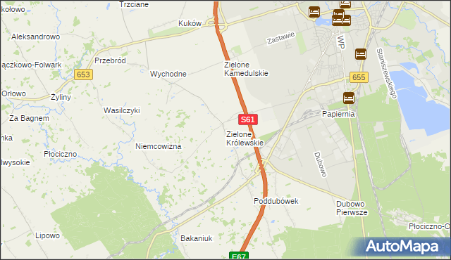 mapa Zielone Królewskie, Zielone Królewskie na mapie Targeo