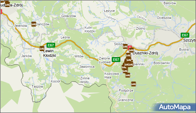 mapa Zielone Ludowe, Zielone Ludowe na mapie Targeo