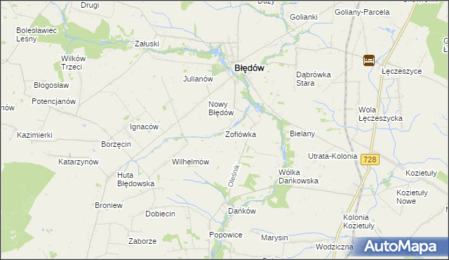 mapa Zofiówka gmina Błędów, Zofiówka gmina Błędów na mapie Targeo