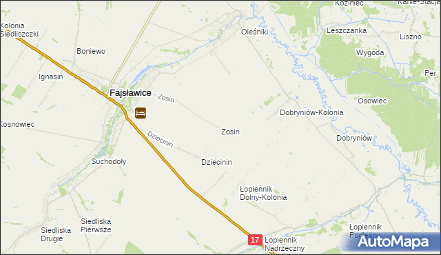 mapa Zosin gmina Fajsławice, Zosin gmina Fajsławice na mapie Targeo
