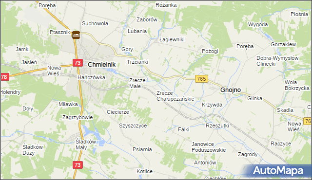 mapa Zrecze Chałupczańskie, Zrecze Chałupczańskie na mapie Targeo