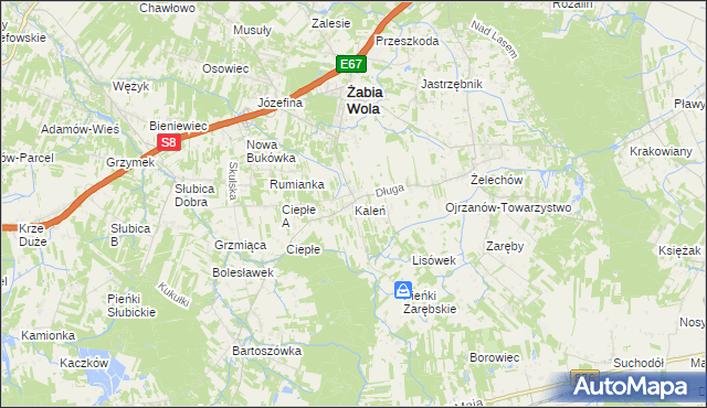 mapa Kaleń gmina Żabia Wola, Kaleń gmina Żabia Wola na mapie Targeo