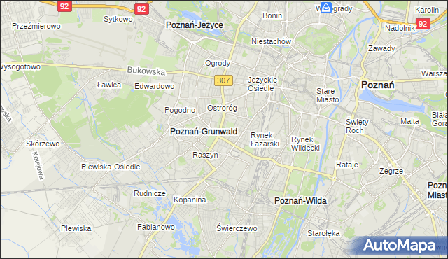 mapa Łazarz gmina Poznań, Łazarz gmina Poznań na mapie Targeo