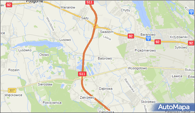 mapa Batorowo gmina Tarnowo Podgórne, Batorowo gmina Tarnowo Podgórne na mapie Targeo