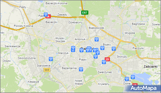 mapa Białegostoku, Białystok na mapie Targeo