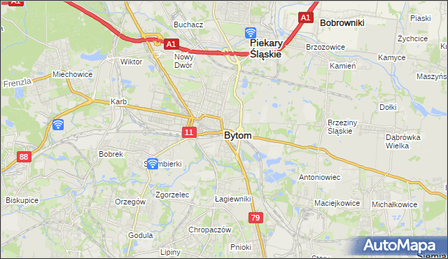 mapa Bytomia, Bytom na mapie Targeo