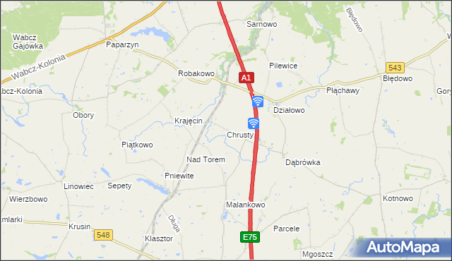 mapa Chrusty gmina Lisewo, Chrusty gmina Lisewo na mapie Targeo