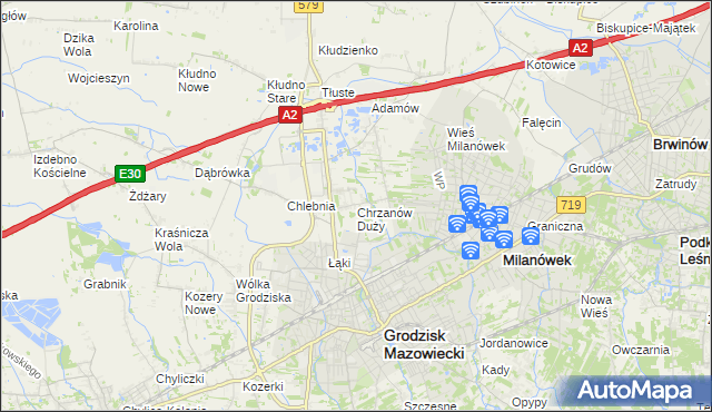 mapa Chrzanów Duży, Chrzanów Duży na mapie Targeo