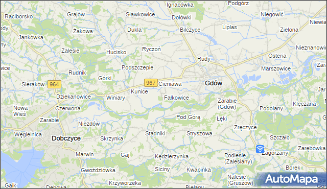 mapa Fałkowice gmina Gdów, Fałkowice gmina Gdów na mapie Targeo