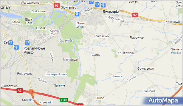 mapa Garby gmina Swarzędz, Garby gmina Swarzędz na mapie Targeo