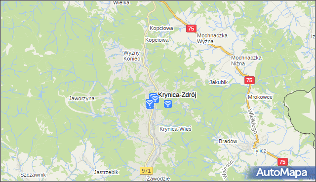mapa Krynica-Zdrój, Krynica-Zdrój na mapie Targeo