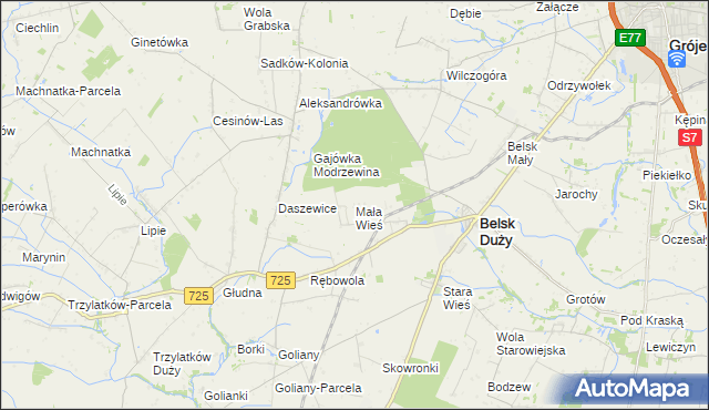 mapa Mała Wieś gmina Belsk Duży, Mała Wieś gmina Belsk Duży na mapie Targeo